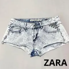 【ZARA】ザラ スタッズ付き デニムショートパンツ EUR34