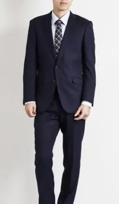 TAKA-Q/ストレッチウォッシャブル/組織柄/スリムフィット2ピーススーツ