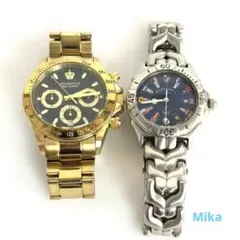 腕時計 メンズ 2点セット クォーツ ゴールド シルバー まとめ売り