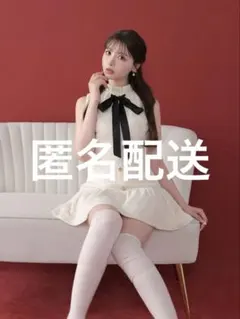 エムミーエメ m me eme バイカラーリボンフレンチスリーブミニ