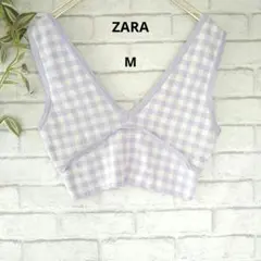 新品未使用　ZARAザラ　 ラベンダー　 チェック　 ビスチェ　 M