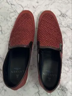 LANVIN Blue スリッポン 赤黒レザー - メルカリ