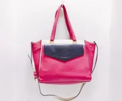 ✈ 美品　サマンサタバサ　レザー素材　２WAY　ハンドバッグ　ショッキングピンク