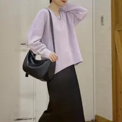 グローバルワーク　スッキレイＶネックプルオーバー　ラベンダー