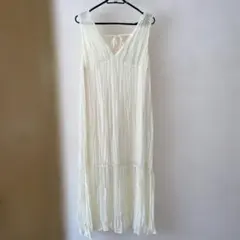 LOWRYS FARM ティアードノースリーブロングワンピース　プリーツ