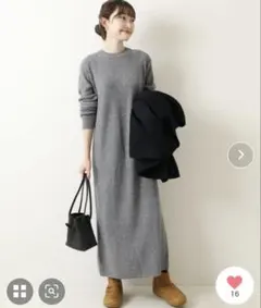 【美品】Spick and Span リブニットワンピース　グレー