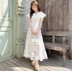 dazzlin オパールフラワーコルセットワンピース ホワイト Mサイズ