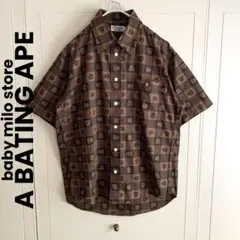 baby milo store Ape エイプ ダミエ柄 半袖シャツ