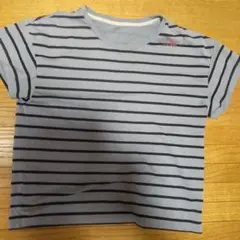 adidas グレー ストライプ Tシャツ M