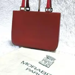 【美品】MORABITO モラビト メルクルディ ハンドバッグ レッド レザー