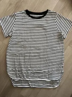 ボーダー柄 半袖マタニティTシャツ M 綿100%
