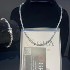 【2点セット】テニスチェーン&テニスブレスレットモアサナイトシルバーhiphopのサムネイル