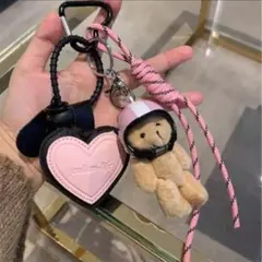 クマ　ハート　キーホルダー　じゃらじゃら　キーリング チョコレート キーチェーン
