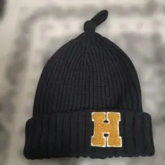 Hロゴ ニット帽 ビーニー ネイビー