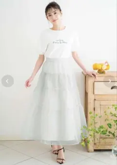 Noela オーガンジー ティアードスカートのサムネイル