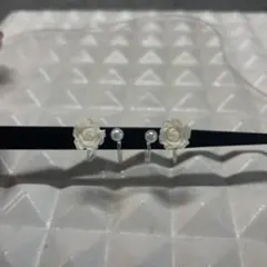 フラワー　バラ　薔薇パール　イヤリングセット