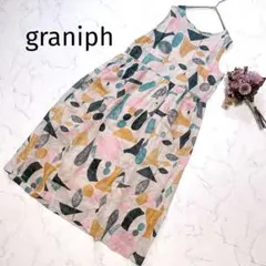 graniph＊グラニフ＊総柄ノースリーブワンピース　リネン100% ベージュのサムネイル