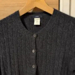 J.クルー 濃いグレー　カーディガン ケイブル編み　ウール70%