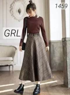 1459 美品 GRL グレイル チェックフレアスカート
