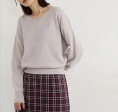 ナチュラルビューティーベーシック フォックス 羊毛 混紡 Vネック ニット