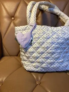 new♡ハンドメイド　ハート型ポーチ　ミニサイズ　ギンガムチェック　パープル