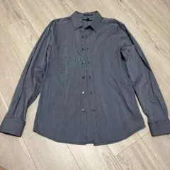21 MEN 長袖シャツ ストライプ柄 ネイビー Sサイズ