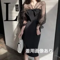 タイトスカート ドレス シースルードット シアード レスワンピレディース