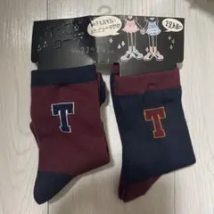 T字ロゴ入り靴下 2足セット 22-24cm