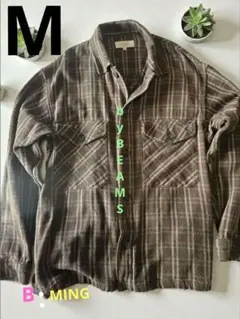 B:MING by BEAMS　ブラウンのフランネルシャツ　 チェック柄