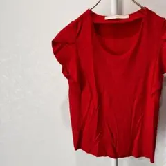 Khaju カージュ　半袖トップス　フリル袖　レッドのサムネイル