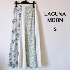 【美品】[LAGUNA MOON]フラワーパネルフレアスカート S アイボリーのサムネイル