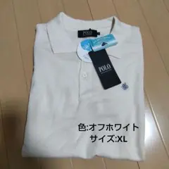 [未使用] メンズ薄手ポロニット長袖 オフホワイト [XL] 家庭で洗える