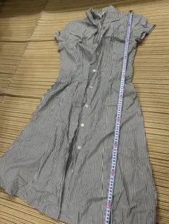 KUMIKYOKU ストライプ 半袖 シャツワンピース