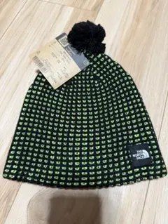 ザ ノースフェイス　Kid's Waffle Beanie ブラック/グリーン