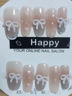 A9ネイルチップ リボン ハートSサイズ10個セット