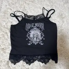 ORNATE MIRROR グラフィック レース キャミソール ブラック