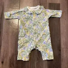 birthday 花柄ロンパース フリル襟付き 50～60cm