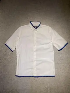 RAF SIMONS 半袖シャツ ホワイト ブルー　パイピング　44のサムネイル
