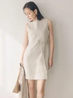 アニュアンス リネンボックスミニワンピース BEIGE Sサイズ - メルカリ