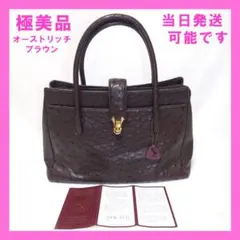 極美品 JRA バッグ オーストリッチ レザー ブラウン レディース 高級バッグ