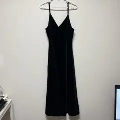 ブラック ベロア　 キャミワンピース ロング丈