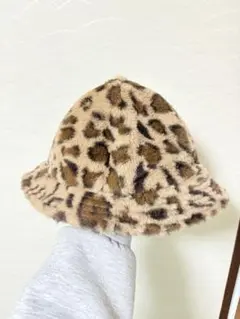 レオパード柄ファーバケットハット