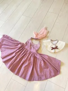 美品】MARLMARL マールマール　ピンクエプロン&スタイ　２点セット