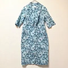 アニエスベー 花柄 ローズ 総柄 ワンピース 1 青 ロング