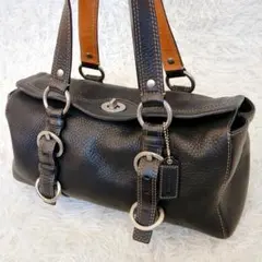 美品✨COACH　チェルシー サッチェル ハンドバッグ ターンロック レザー黒