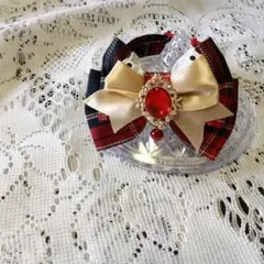 チェック柄リボン付き猫首輪