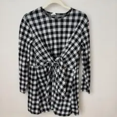 ZARA 黒と白のチェック柄チュニック152センチ