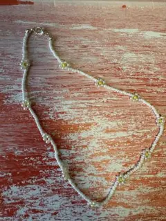 【最終値下げ】 ビーズ ネックレス ホワイト パール　イエロー