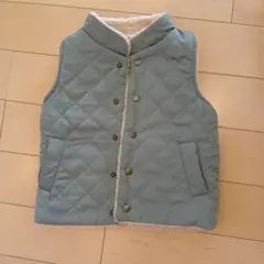 リバーシブルダウンベスト 100cm グリーン・ベージュ