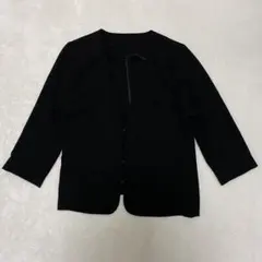 SCENE DEUX ノーカラージャケット 薄手 ブラック 七部袖